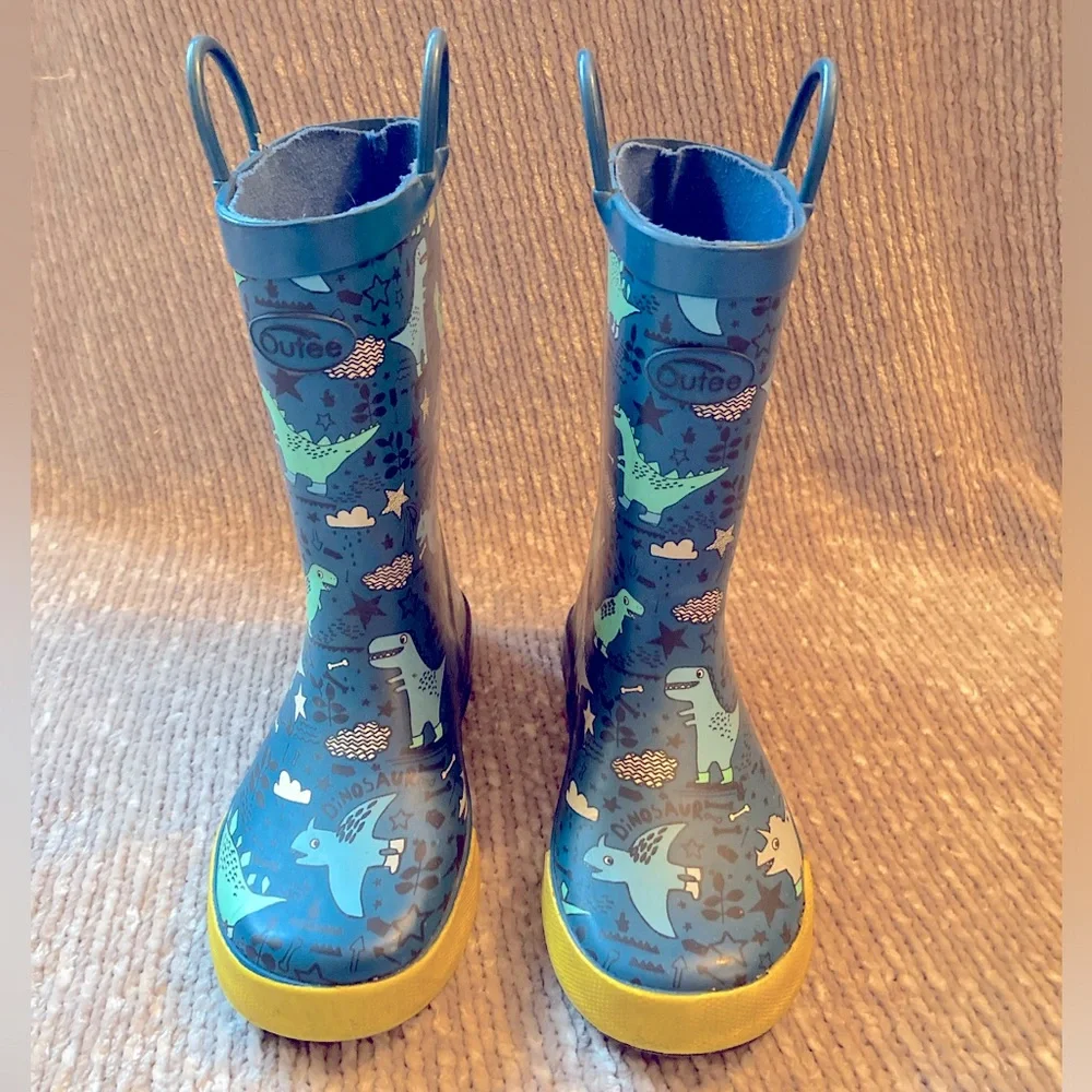 Dinosaur Print Rain Boots Boy Girl Unisex Outdoor Play Size‎ 1